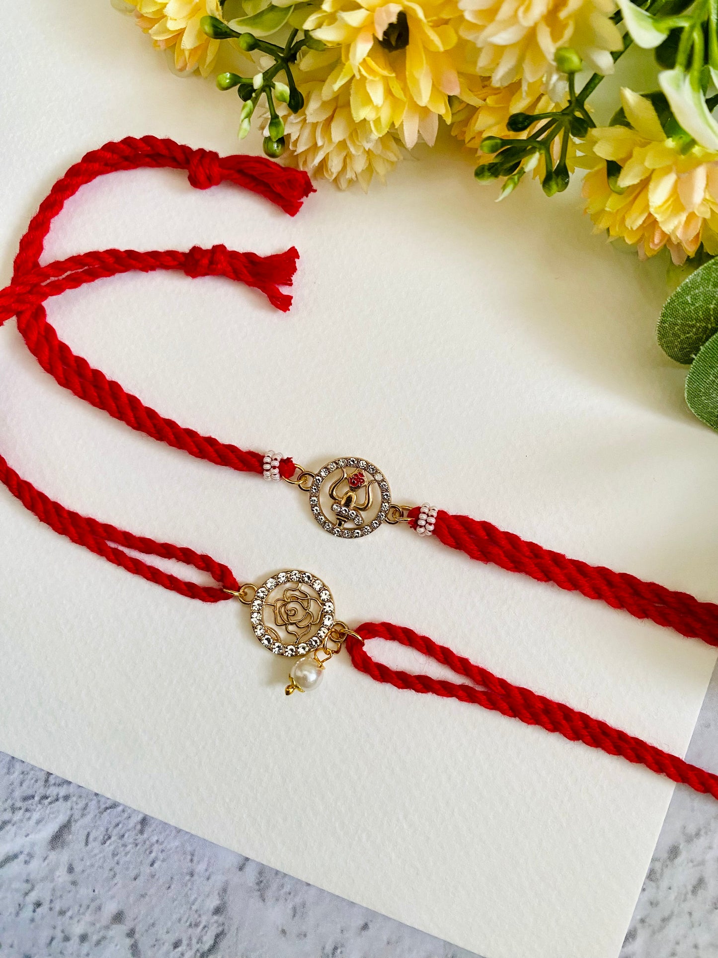 Trishil Diamond twist bhai bhabhi rakhee set