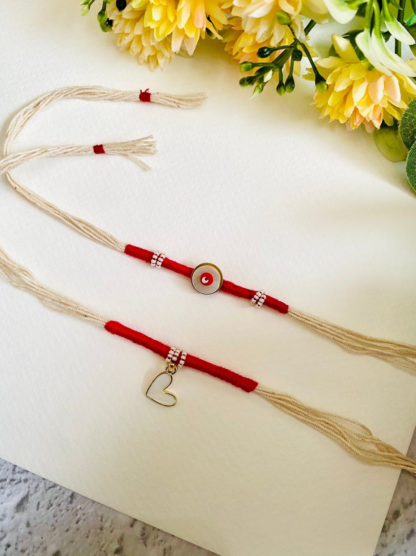 Samll Heart Cahram Bhai Bhabhi Rakhi Set