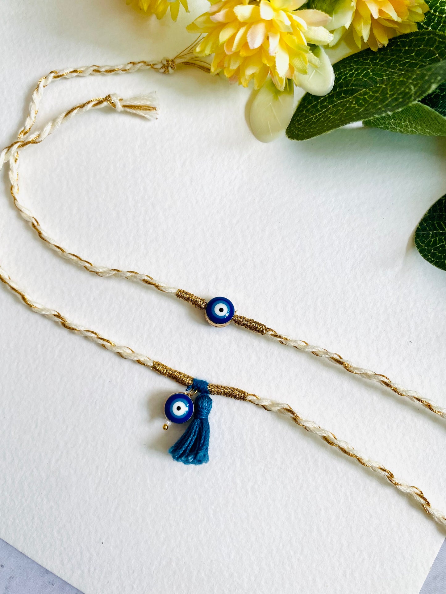 Evil Eye Bead Bhai Bhabhi Rakhi Set