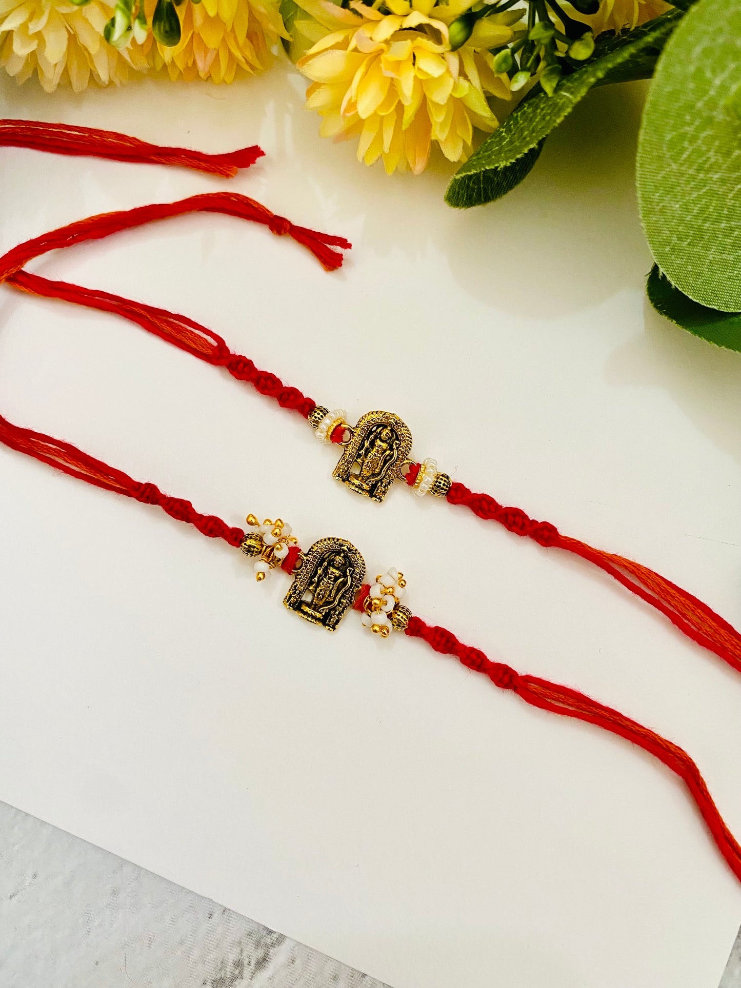 Ram knotting bead Bhai Bhabhi Rakhi set