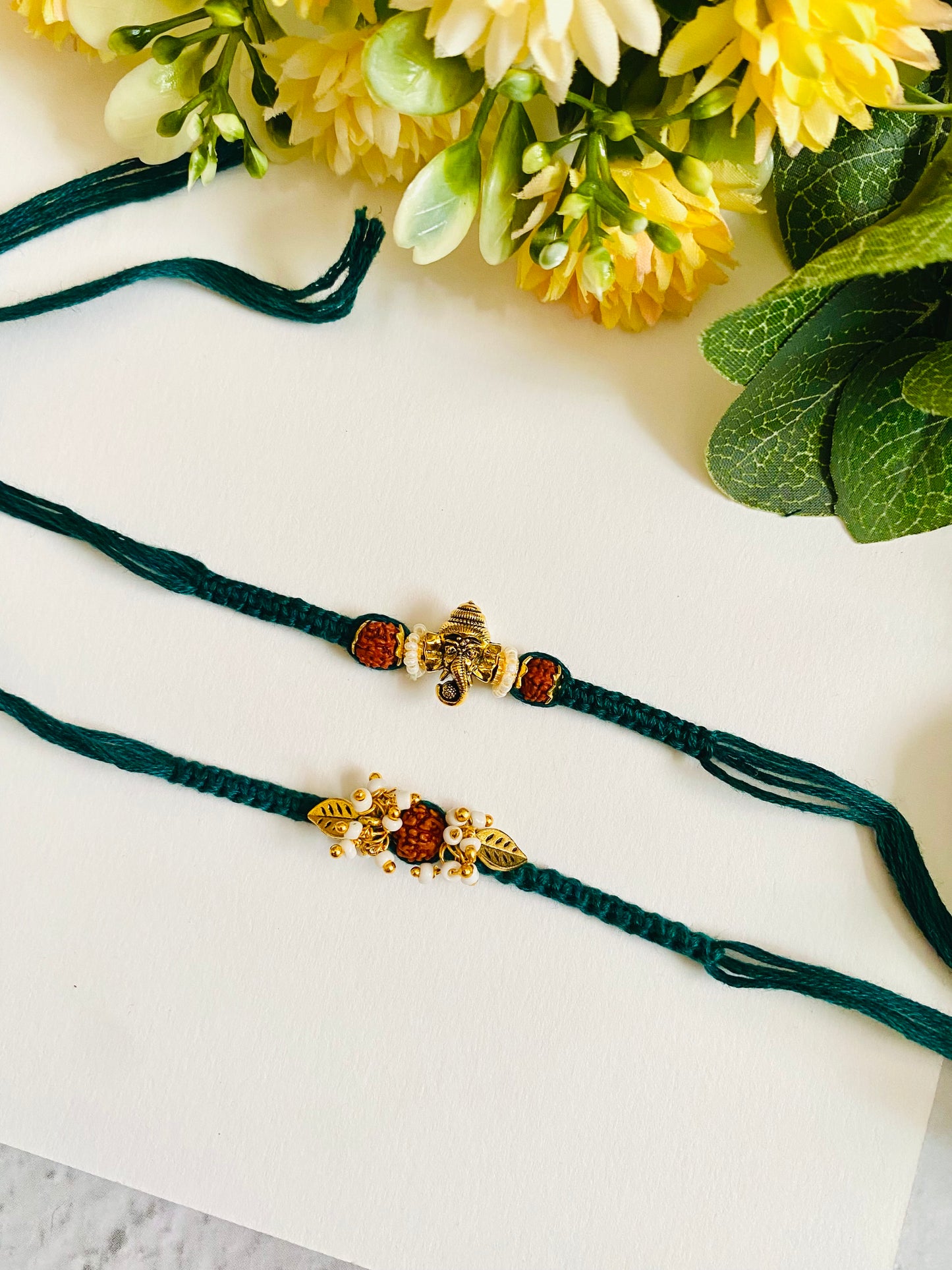 Ganesha knotting belt bhai bhabhi rakhi set