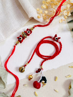 Ganesha And Flower Designer Lumba Bhai Bhabhi Rakhi Set