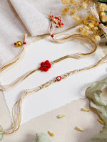 Evil Eye And Crochet Flower Bhai Bhabhi Rakhi Set