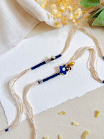Flower Evil Eye Charm Bhai Bhabhi Rakhi Set