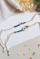 Flower Evil Eye Charm Bhai Bhabhi Rakhi Set