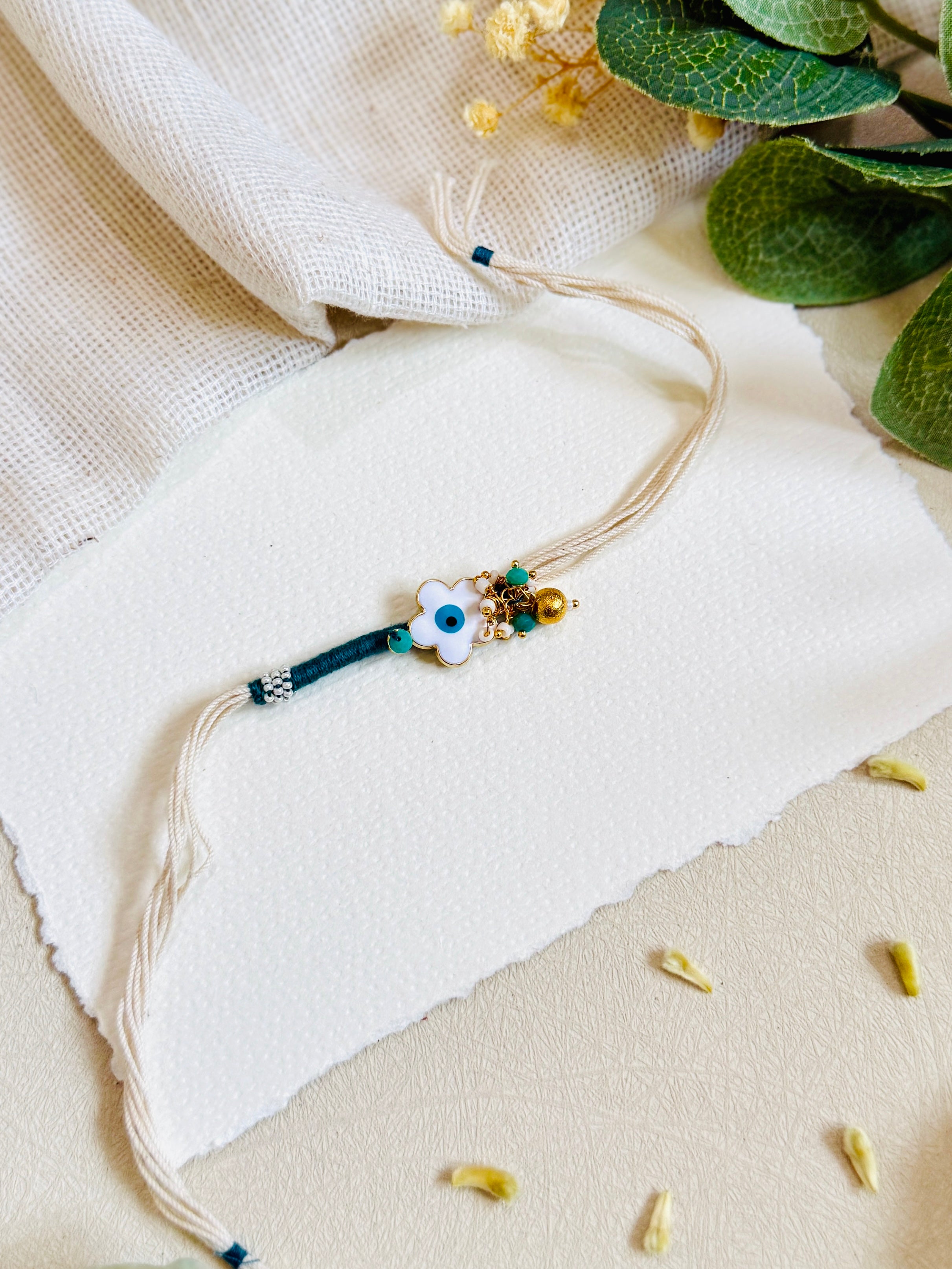Flower Evil Eye Charma  Bhabhi Rakhi