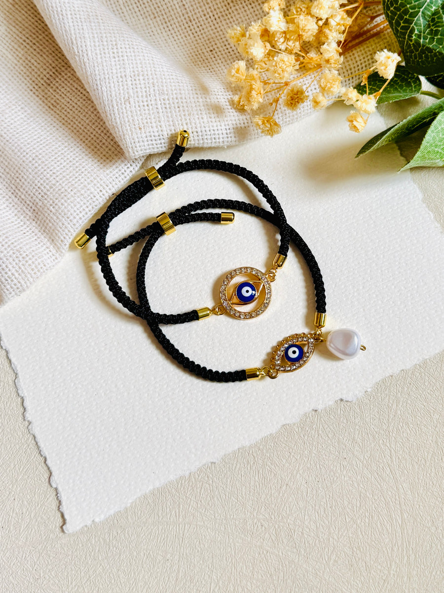 Evil Eye Protection Bhai Bhabhi Bracelet Set