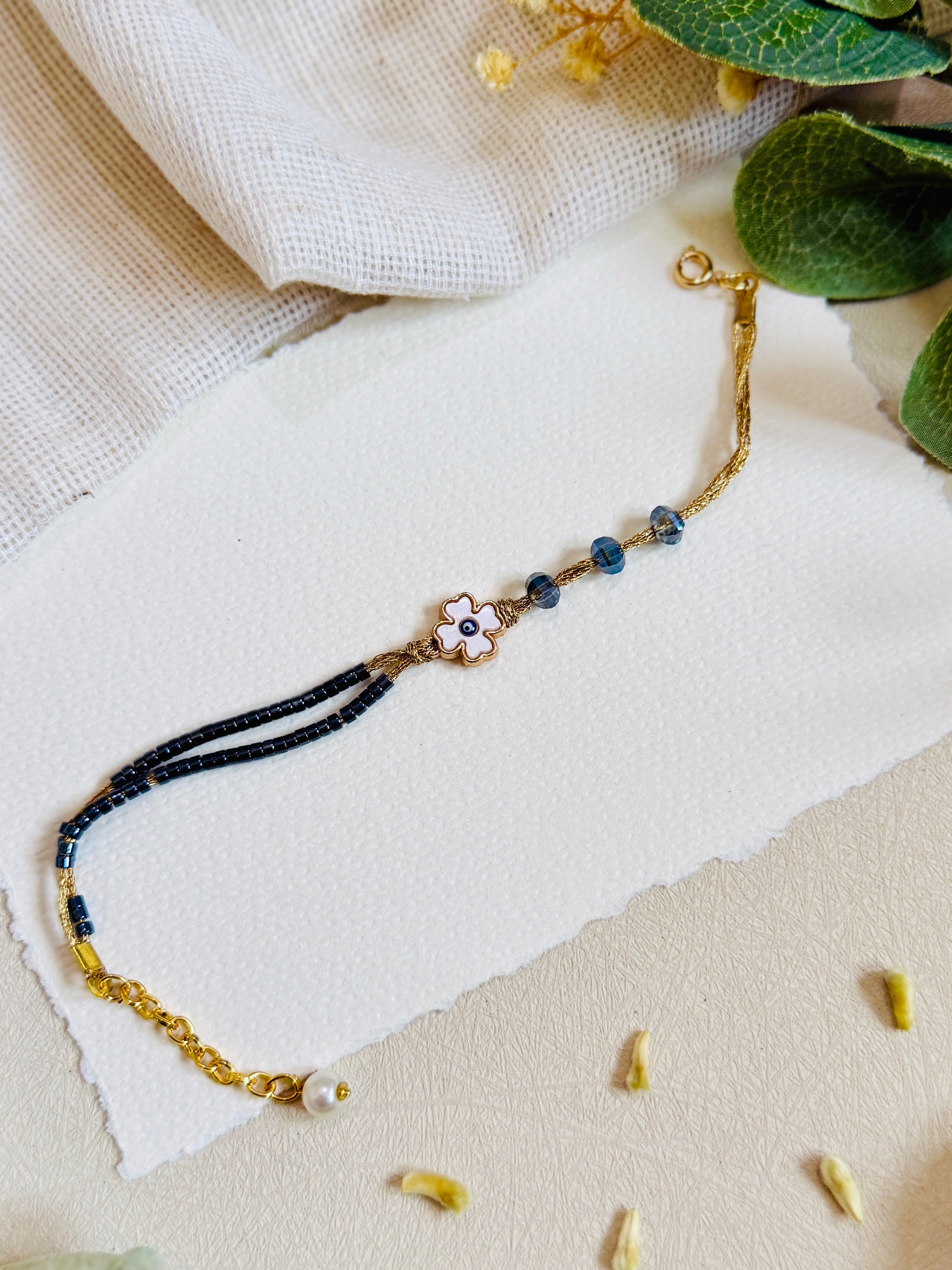 Blue Aura Flower Bhabhi Bracelet Rakhi