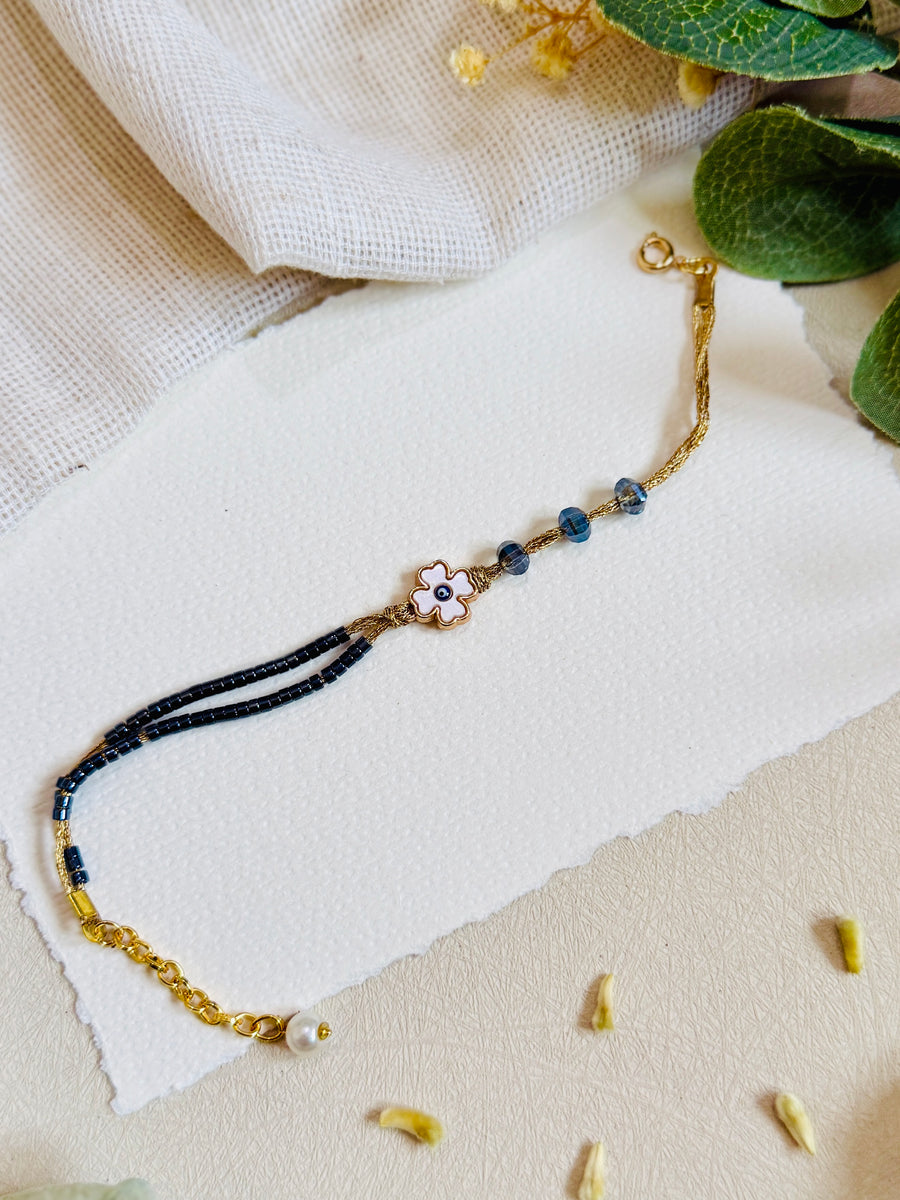 Blue Aura Flower Bhabhi Bracelet Rakhi