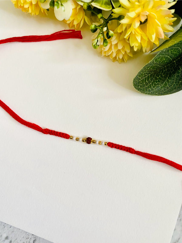1 Rudraksh white moti knotting belt bhai rakhi