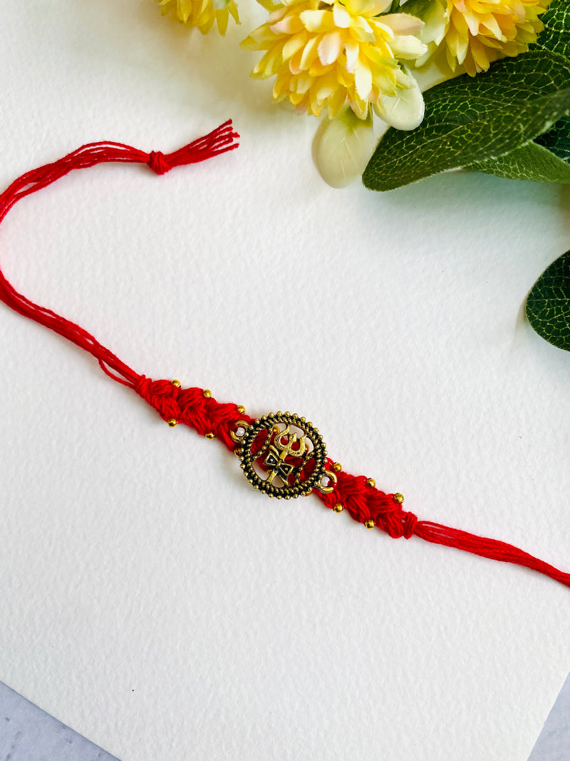 Trishul Circle Crochet Band Bhai Rakhi