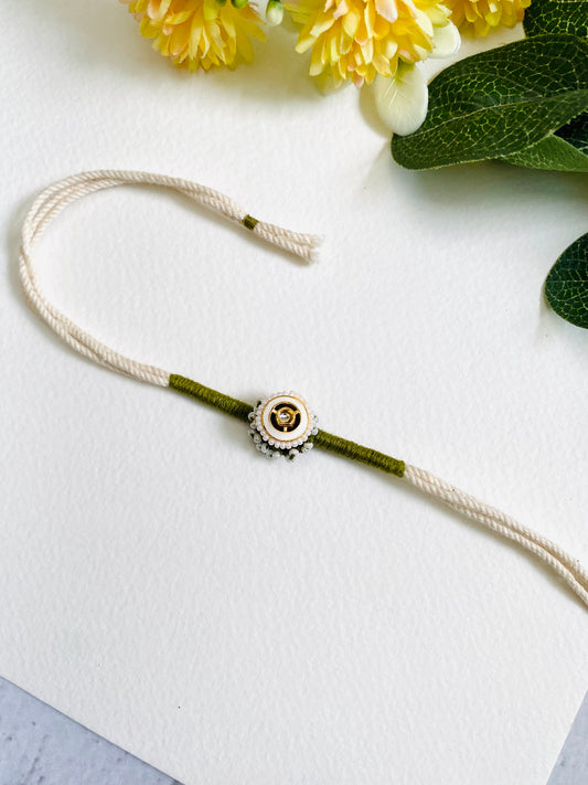 White Meena Kundan Bhai Rakhi