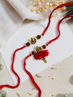 Divine Ganesha Rudraksha Bhai Bhabhi Rakhi Set