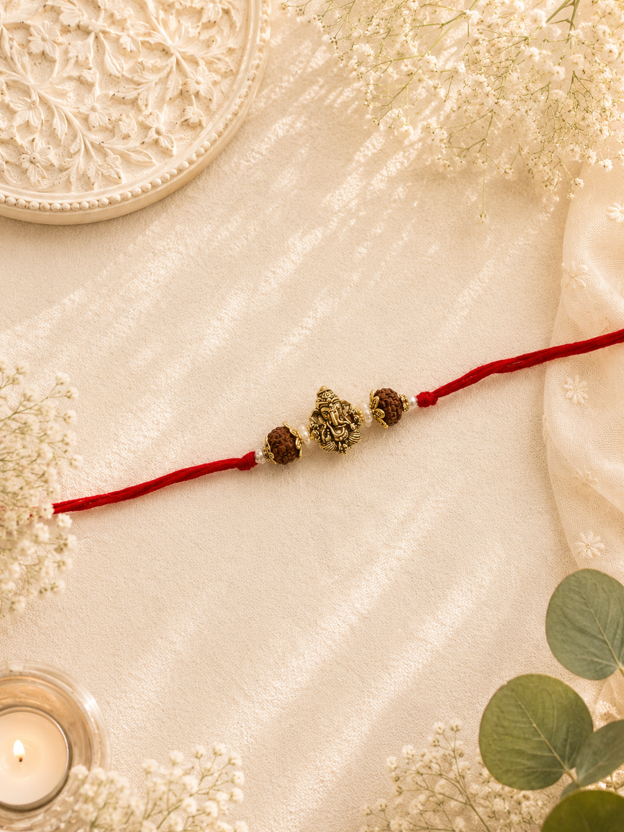 Divine Ganesha Rudraksha Bhai Rakhi