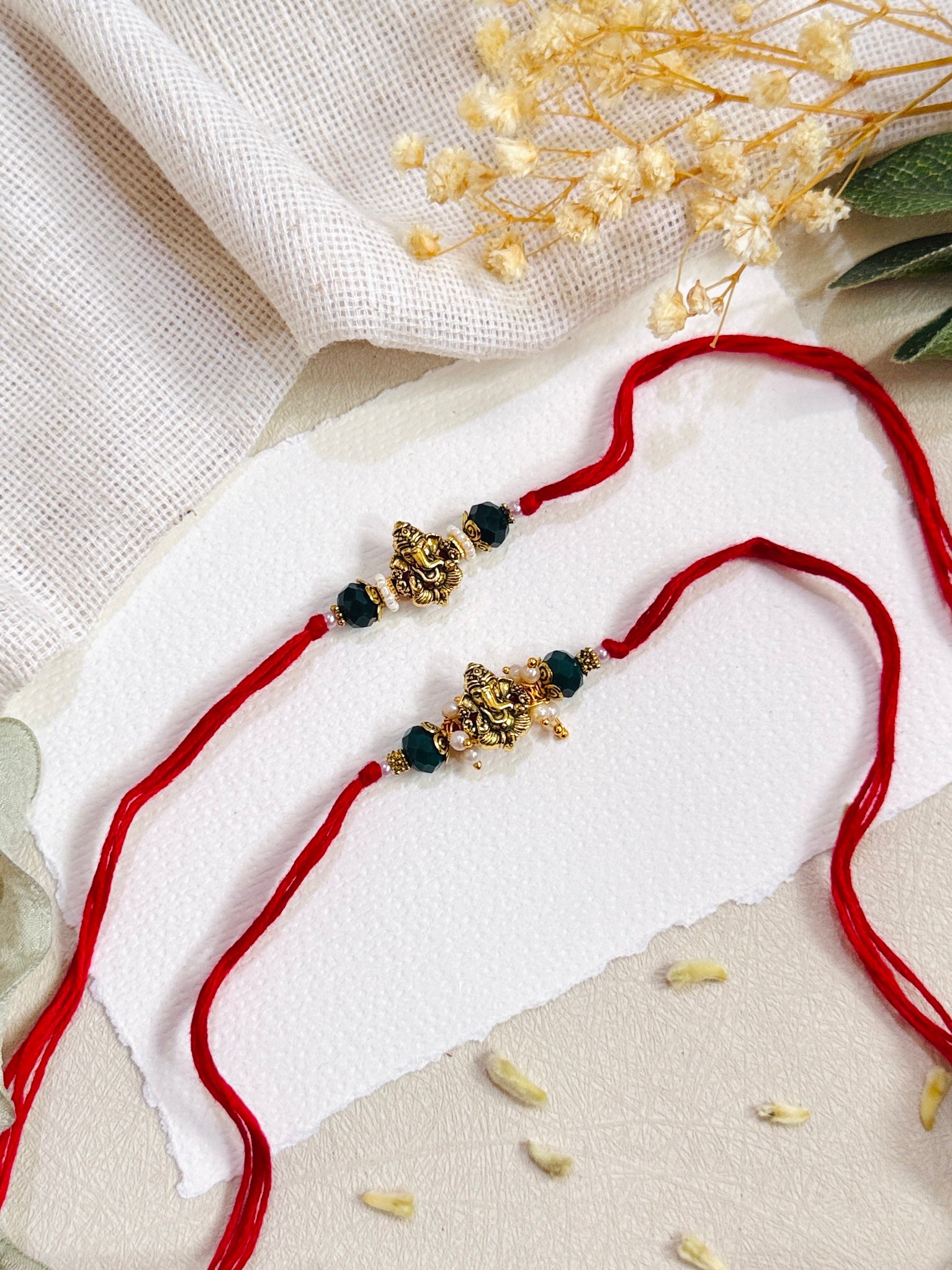 Divine Ganesha Bhai Bhabhi Rakhi Set