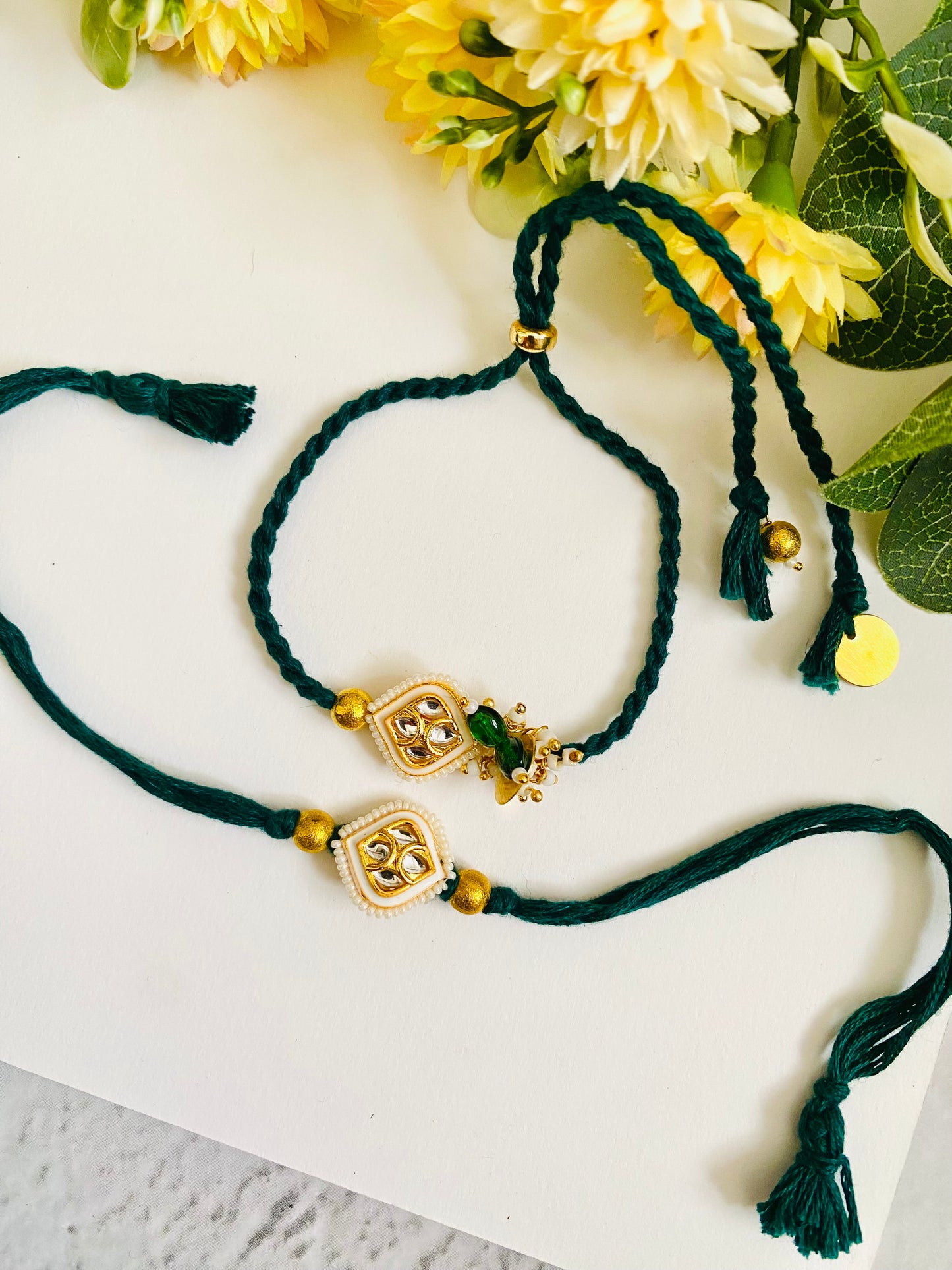 Leaf. Meena Kundan Bhai bhabhi Rakhi set