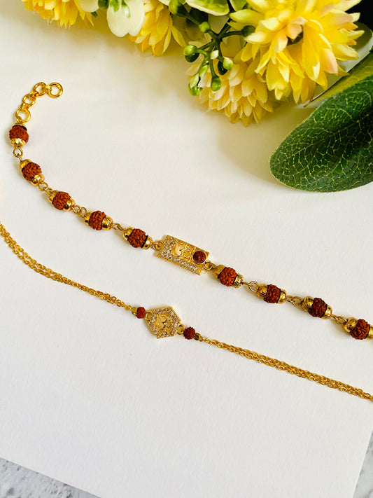 Om rudraksh non tarnish Bhai bhabhi rakhi