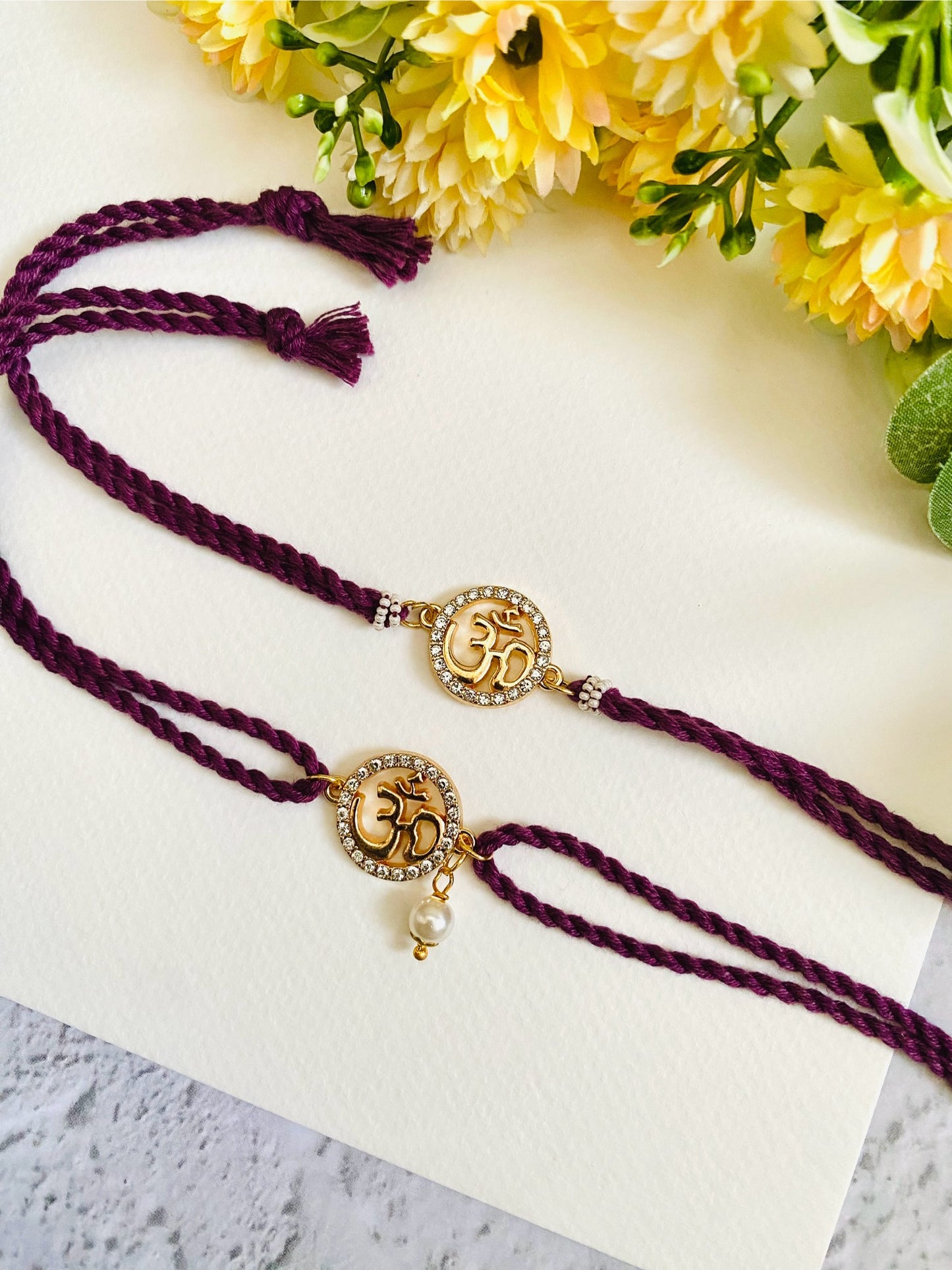 Om diamond twist bhai bhabhi rakhee set