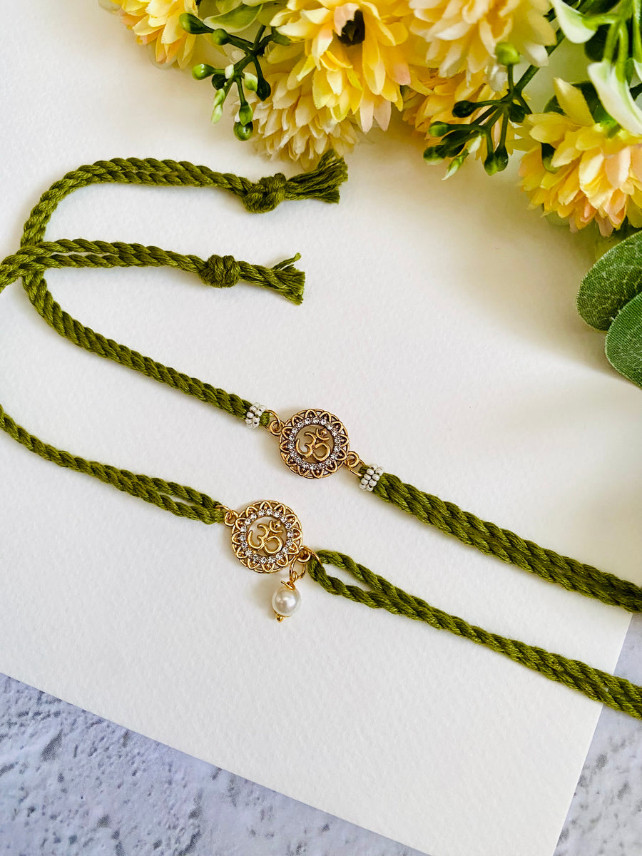 Om Flower twist bhai bhabhi rakhi set