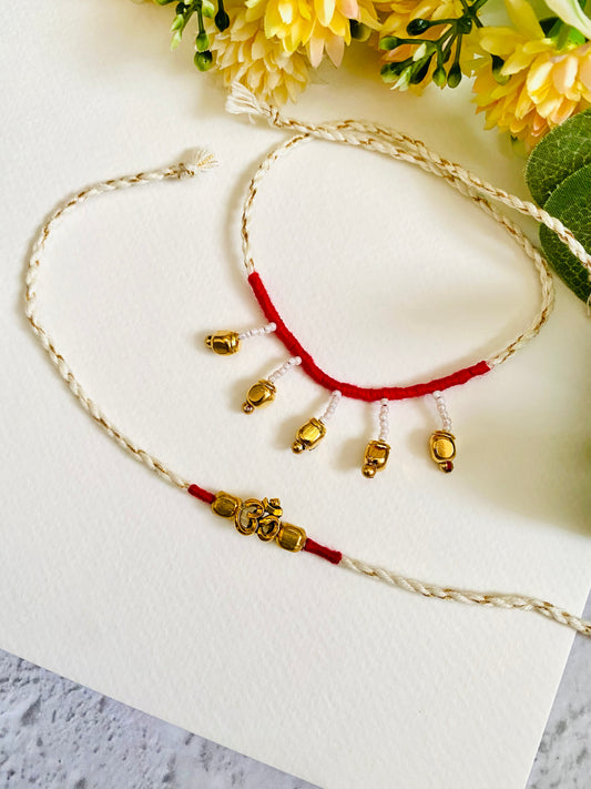Om Small Bhai Bhabhi Rakhi Set