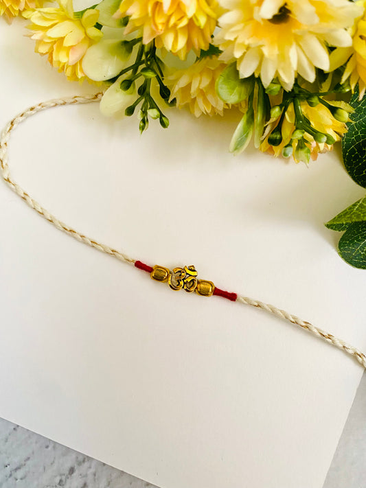 Om Small White Dori Bhai Rakhi
