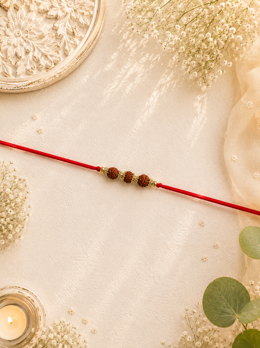 3 Rudraksha And Diamond Rakhi