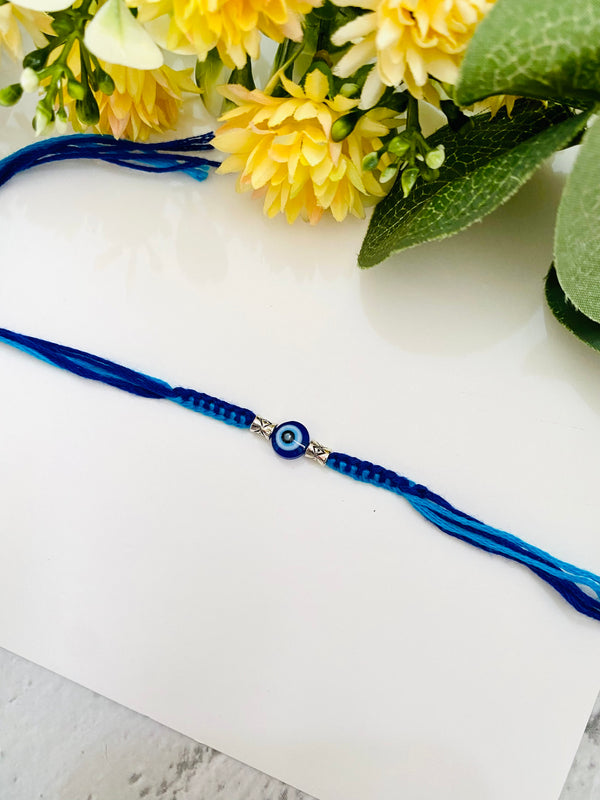 Blue evil eye knotted Rakhi