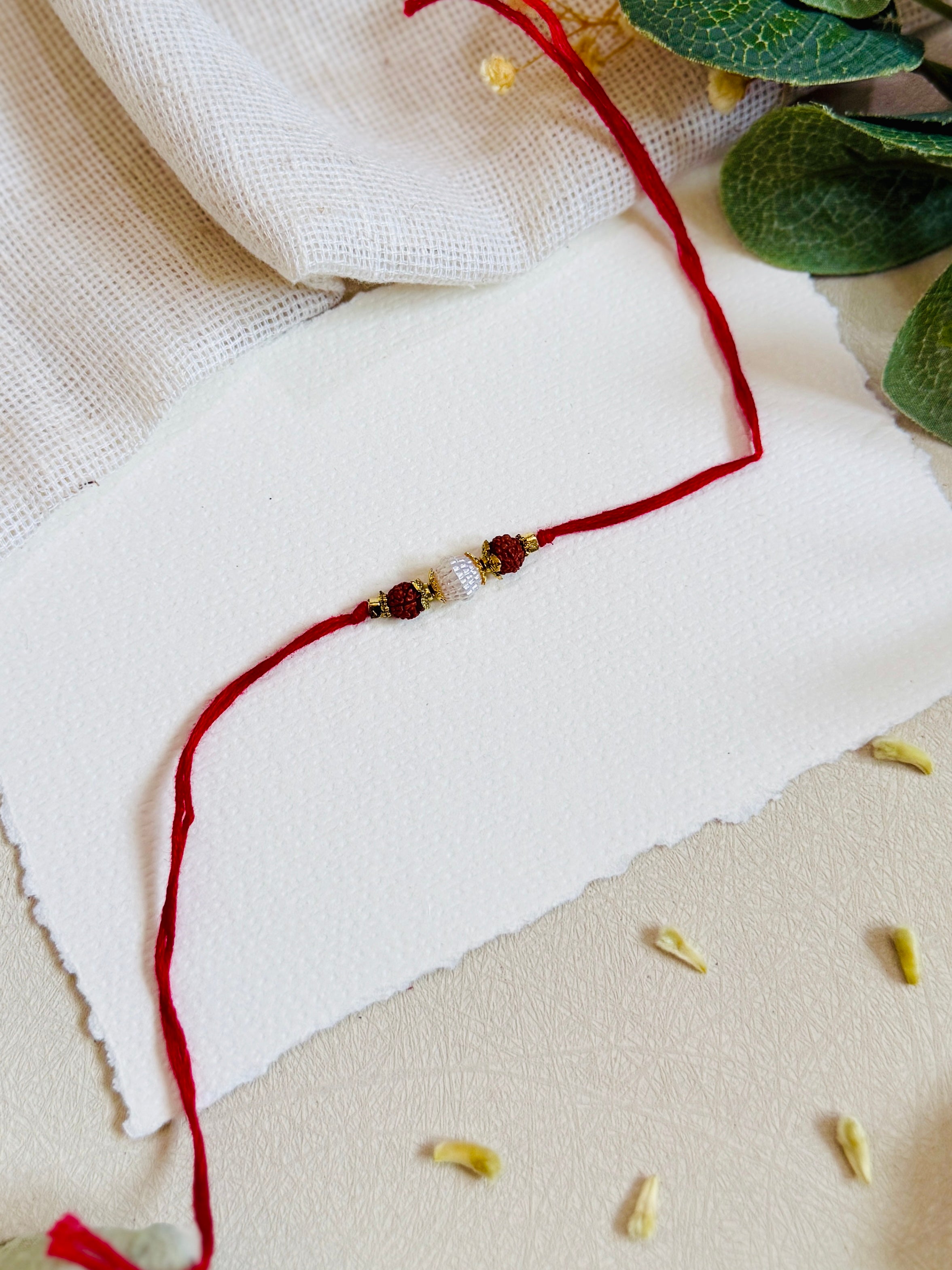 White Bead Bhai Rakhi