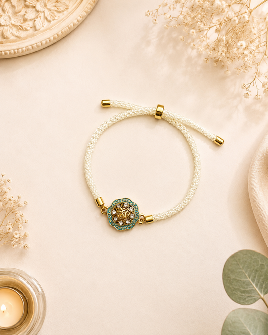 Om Meena Kundan Bracelet Bhai Rakhi