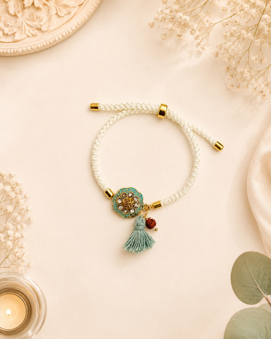 Om Meena Kundan Bracelet Bhabhi Rakhi