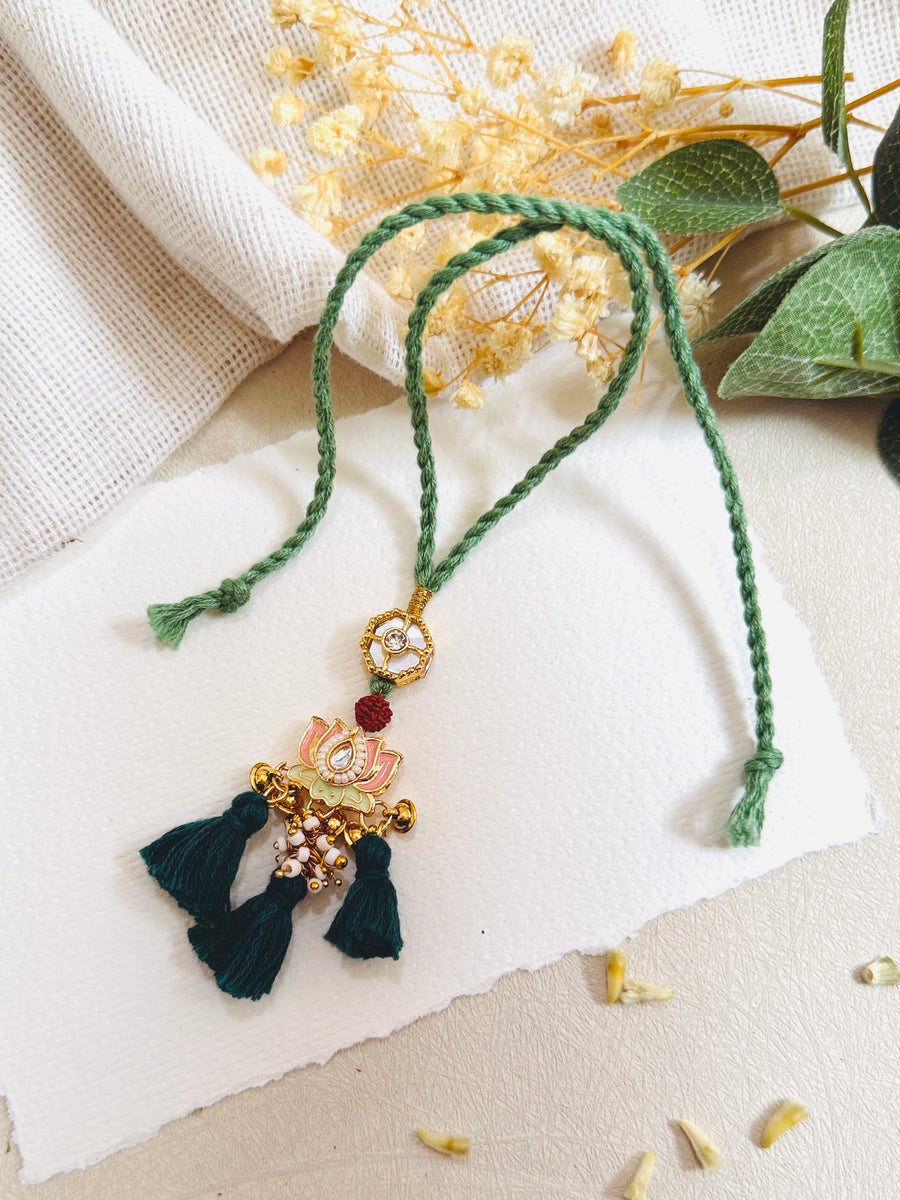 Ethnic Lotus Kundan Lumba Bhabhi Rakhi