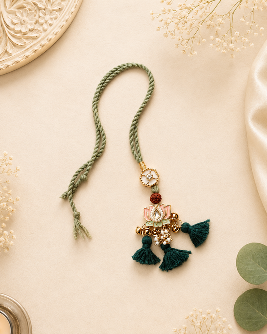 Ethnic Lotus Kundan Lumba Bhabhi Rakhi
