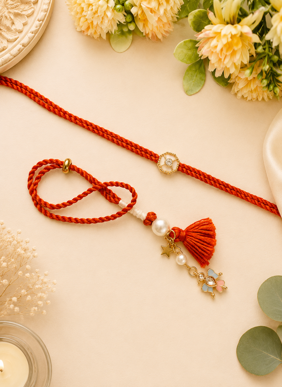 Regal Kundan Bhai Bhabhi Rakhi Set
