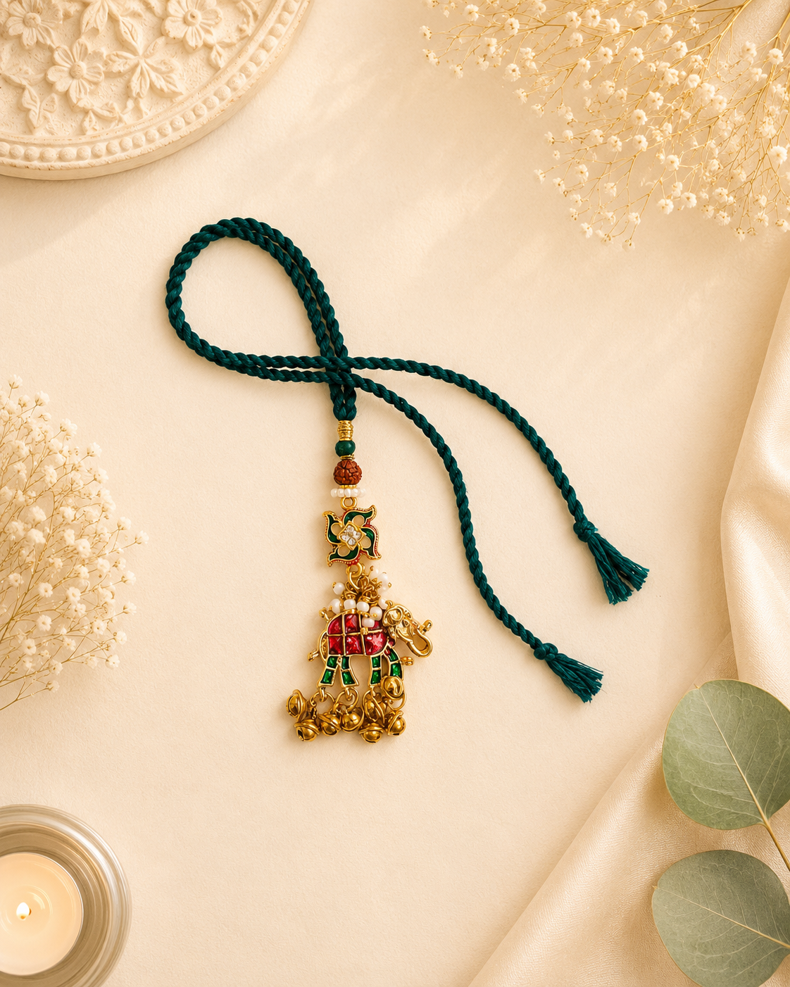 Pachi Elephant Kundan Lumba Bhabhi Rakhi