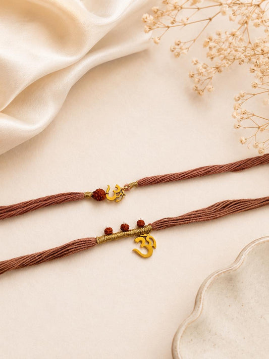 Sacred Om Bhai Bhabhi Rakhi Set