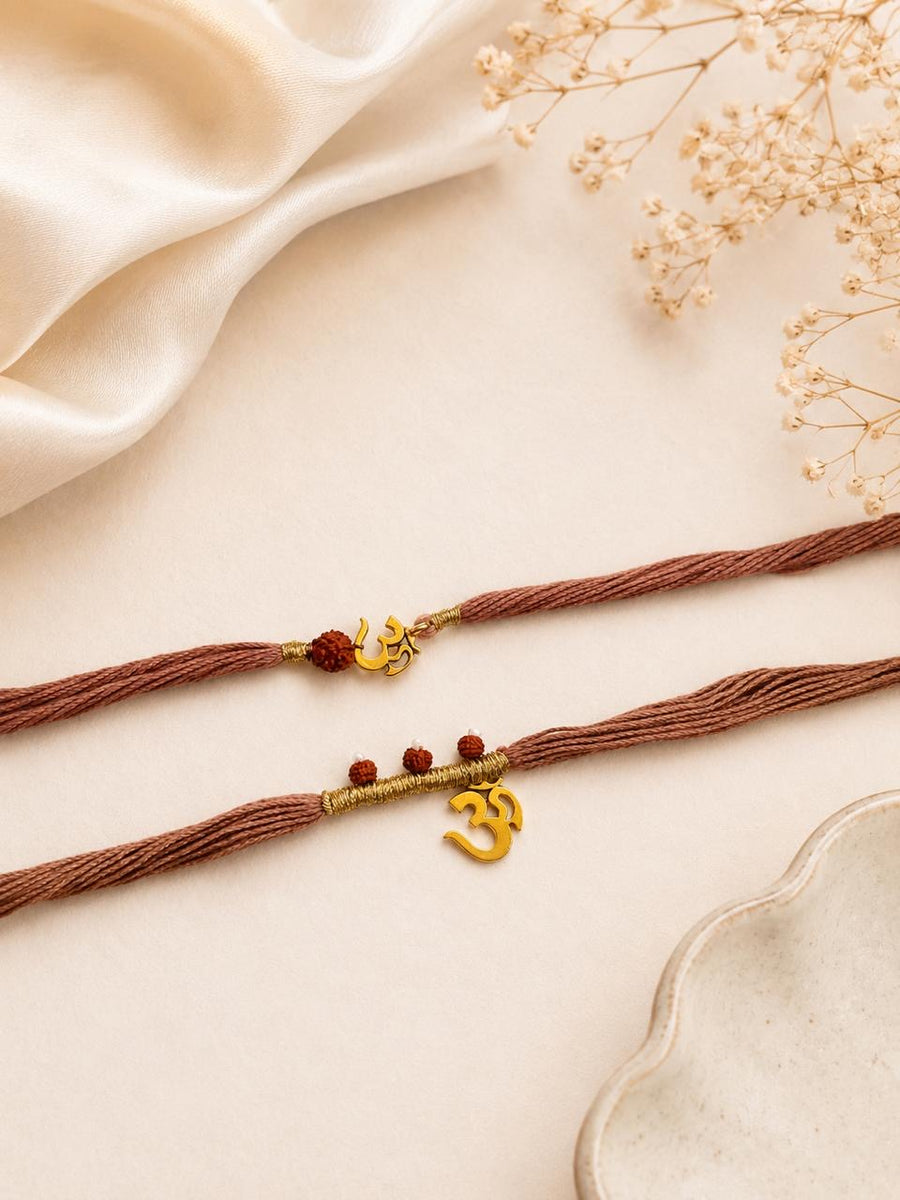 Sacred Om Bhai Bhabhi Rakhi Set