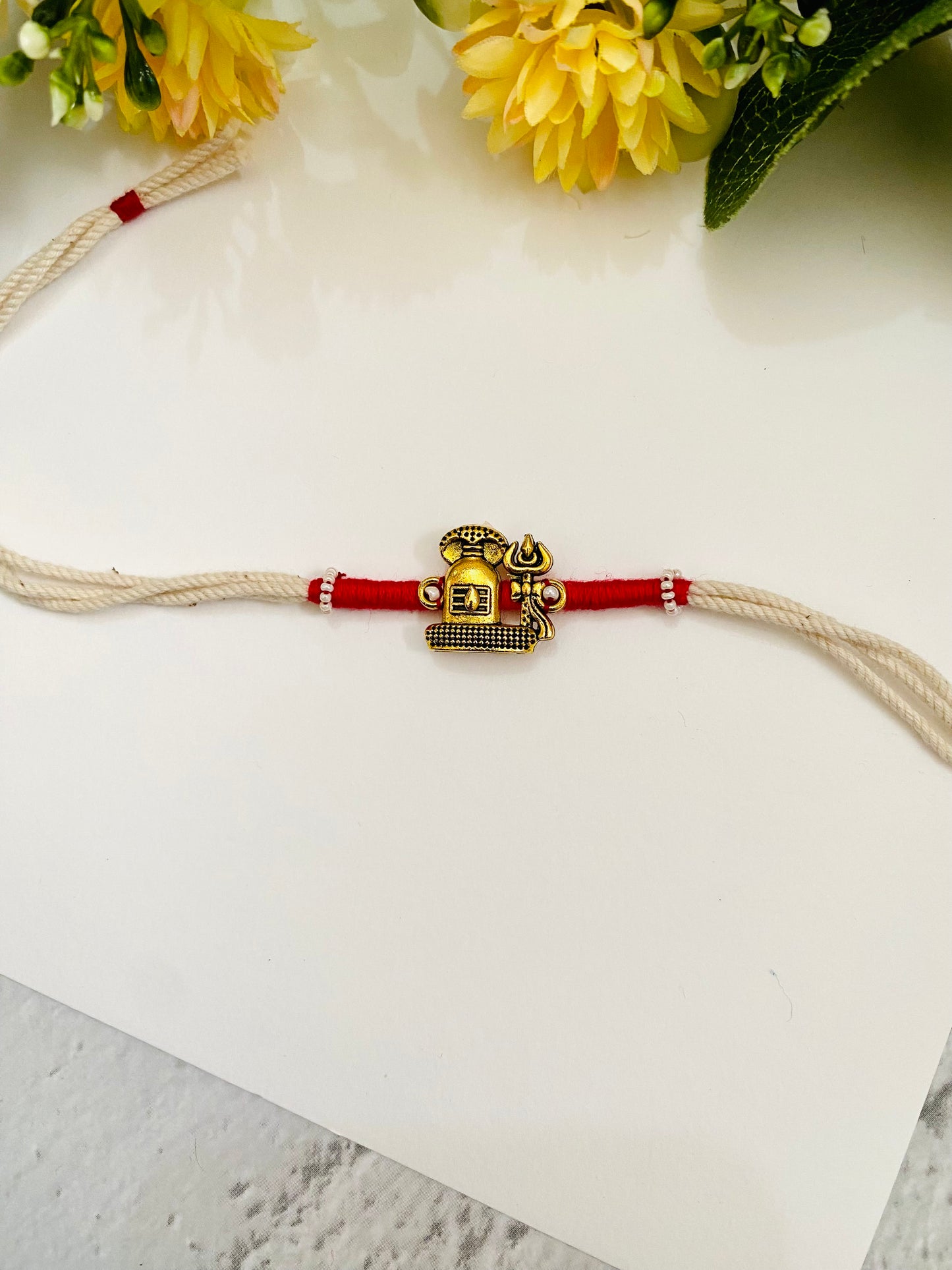 Shiva Handmade White Dori Bhai Rakhi