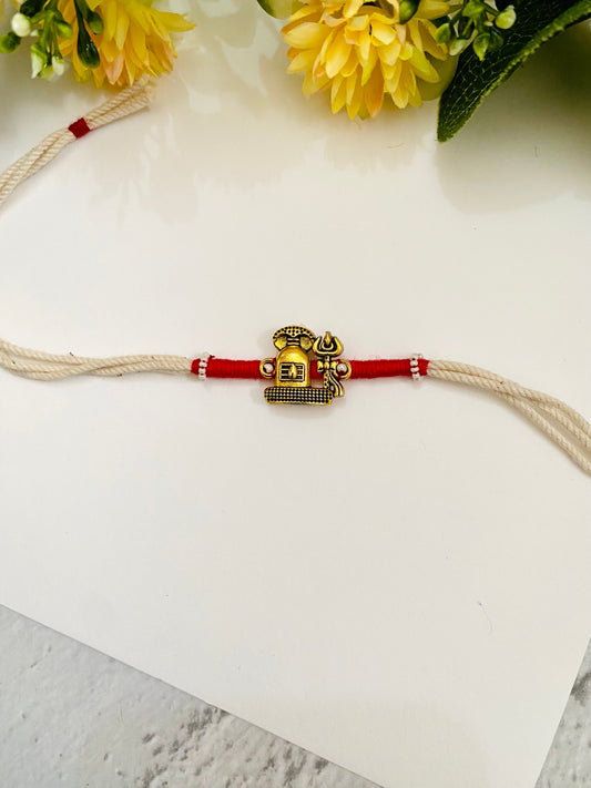 Shiva Handmade White Dori Bhai Rakhi