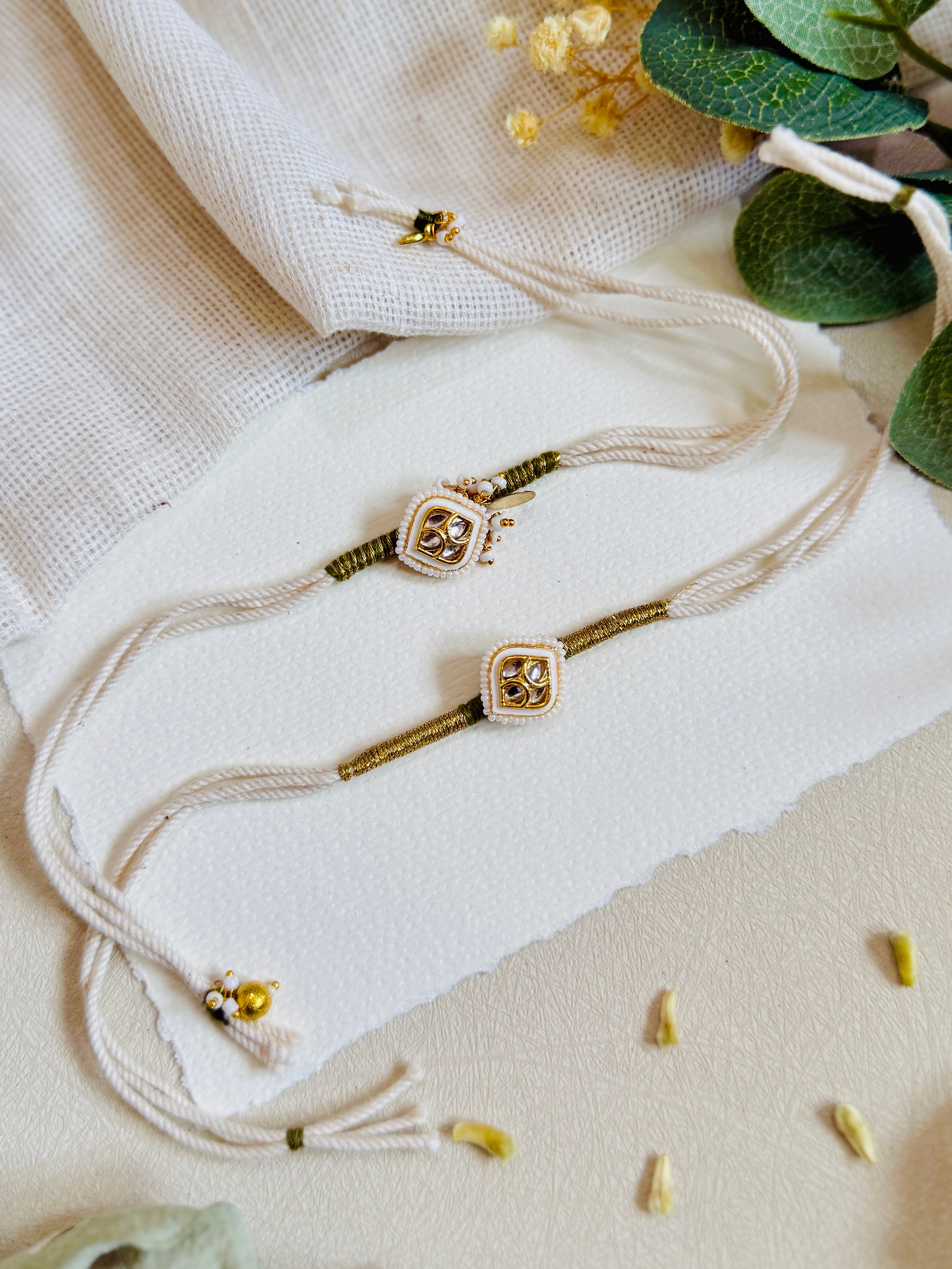Artisan Kundan Bhai Bhabhi Rakhi Set