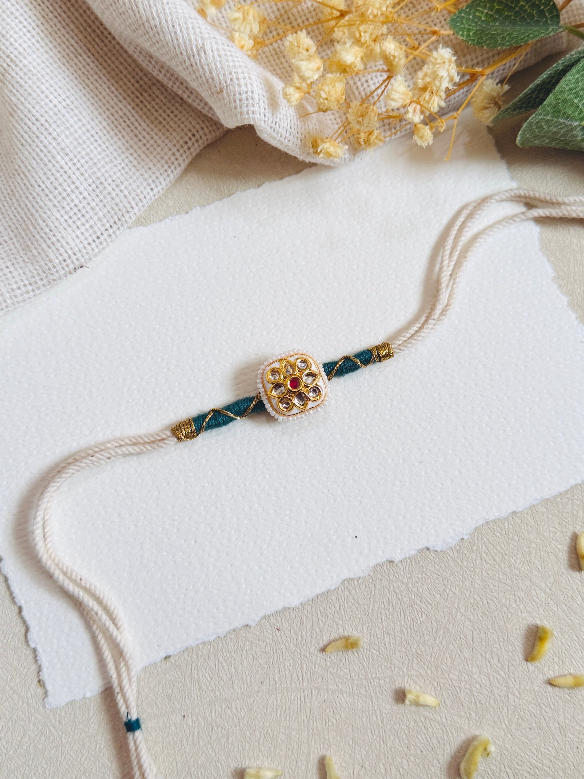 White Square Meena Kundan Bhabhi Rakhi