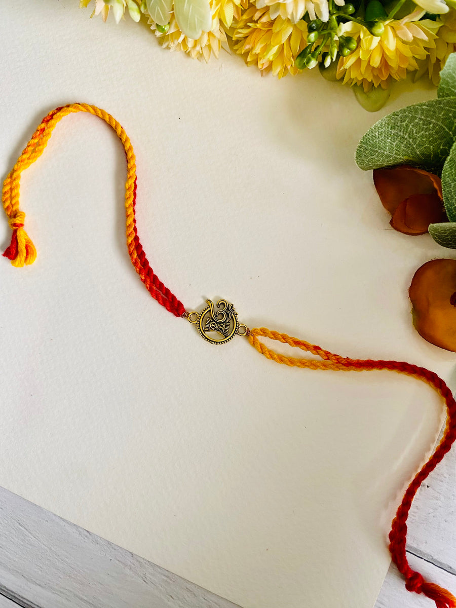 Om Damaru Red Yellow Bhai Rakhi