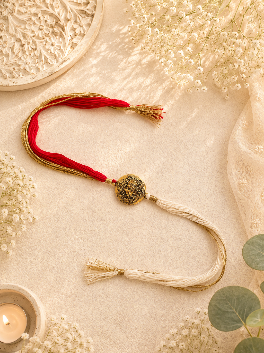 Golden Ganesha Grace Bhai Rakhi