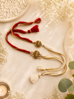 Golden Ganesha Grace Bhai Bhabhi Rakhi Set