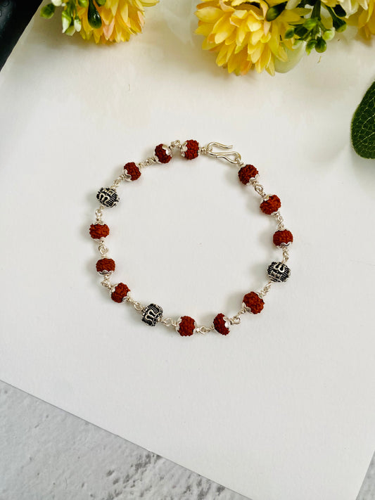 Rudraksha Silver Bracelet Bhabhi Rakhi