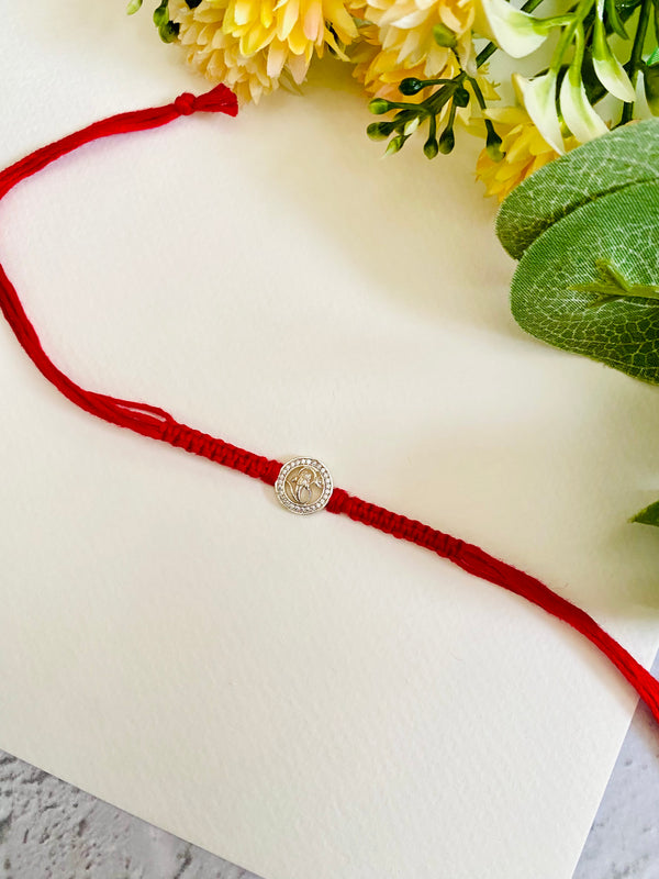 Ganesha Diamond Silver Bhai Rakhi
