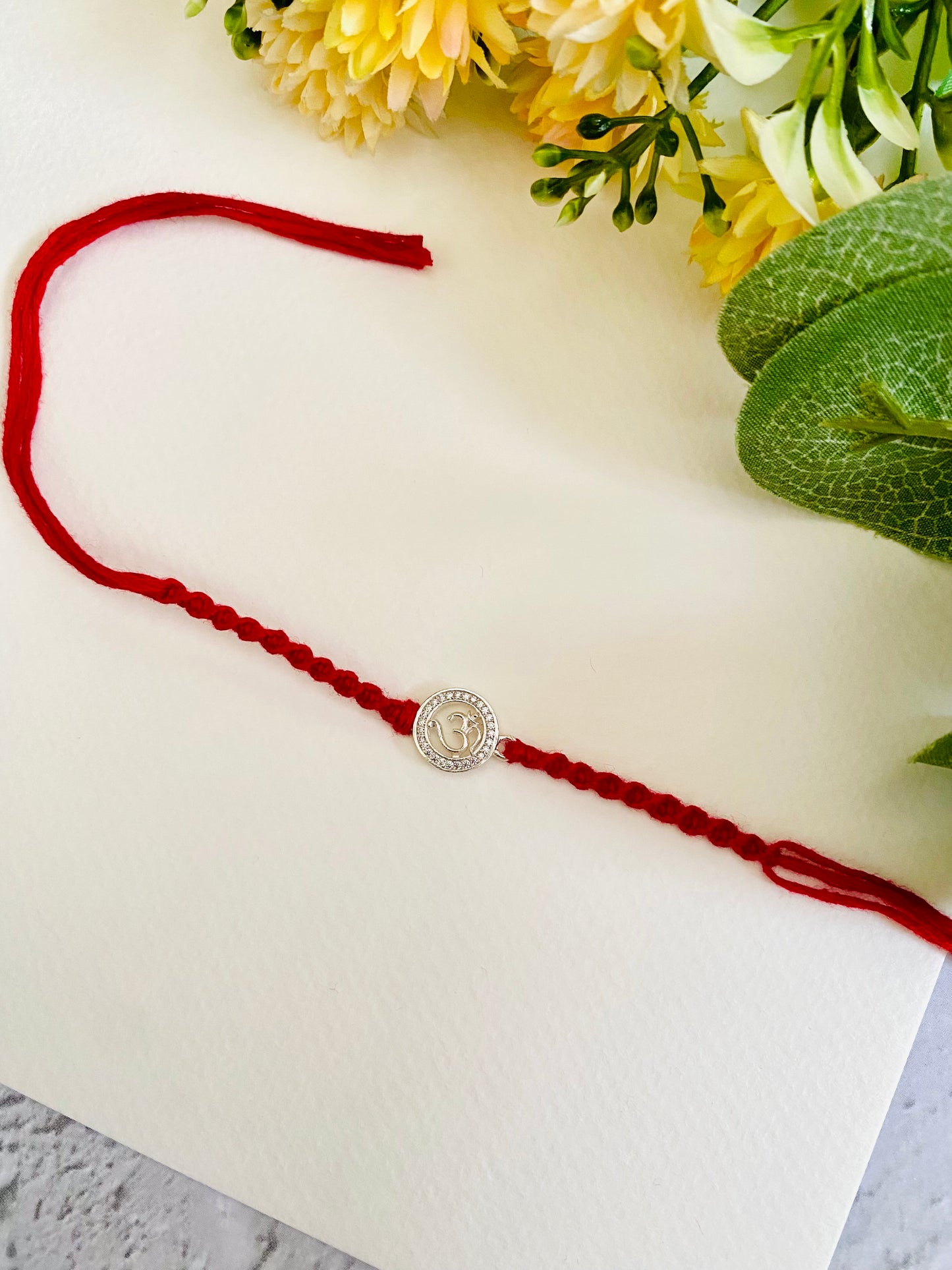 Om Diamond Silver Bhai Rakhi