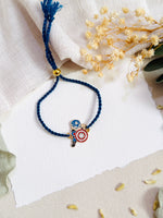 Captain America Shield Golden Charm Kids Rakhi