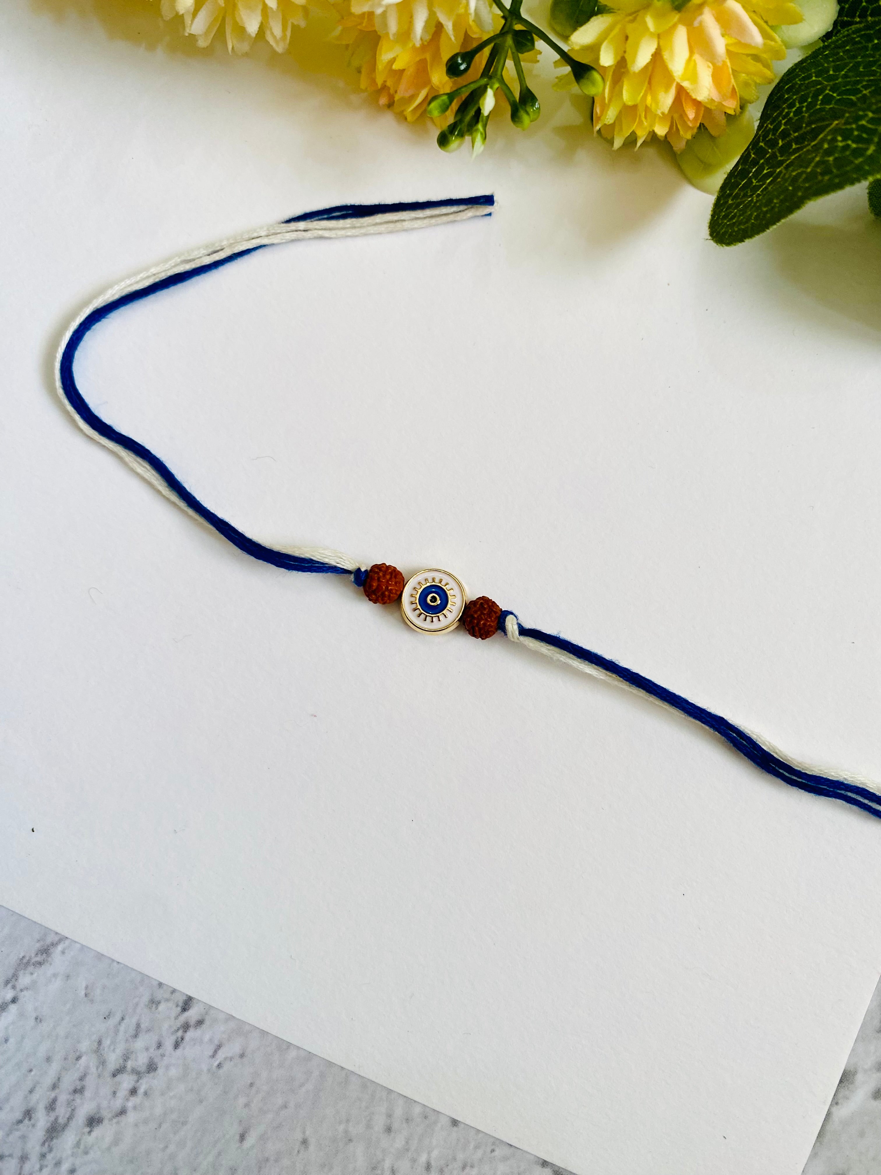 Flat Evil Eye rudraksha Bhai Rakhi