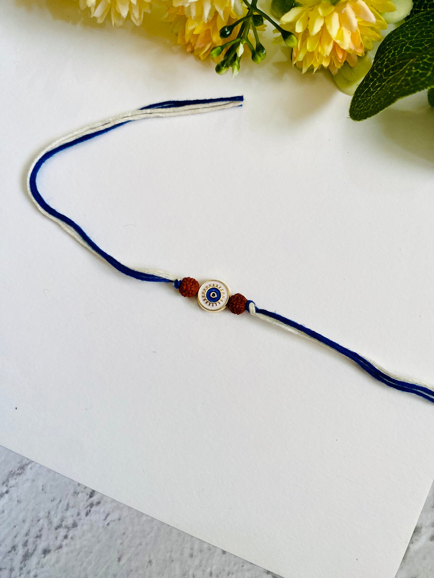 Flat Evil Eye rudraksha Bhai Rakhi