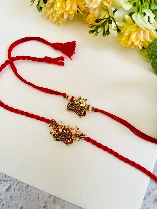 Trishul Divine Bead Bhai Bhabhi Rakhi Set
